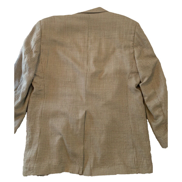 Lauren Ralph Lauren Blazer Mens 46L Silk/Wool Sport Coat Beige Plaid Suit Jacket - Picture 4 of 16
